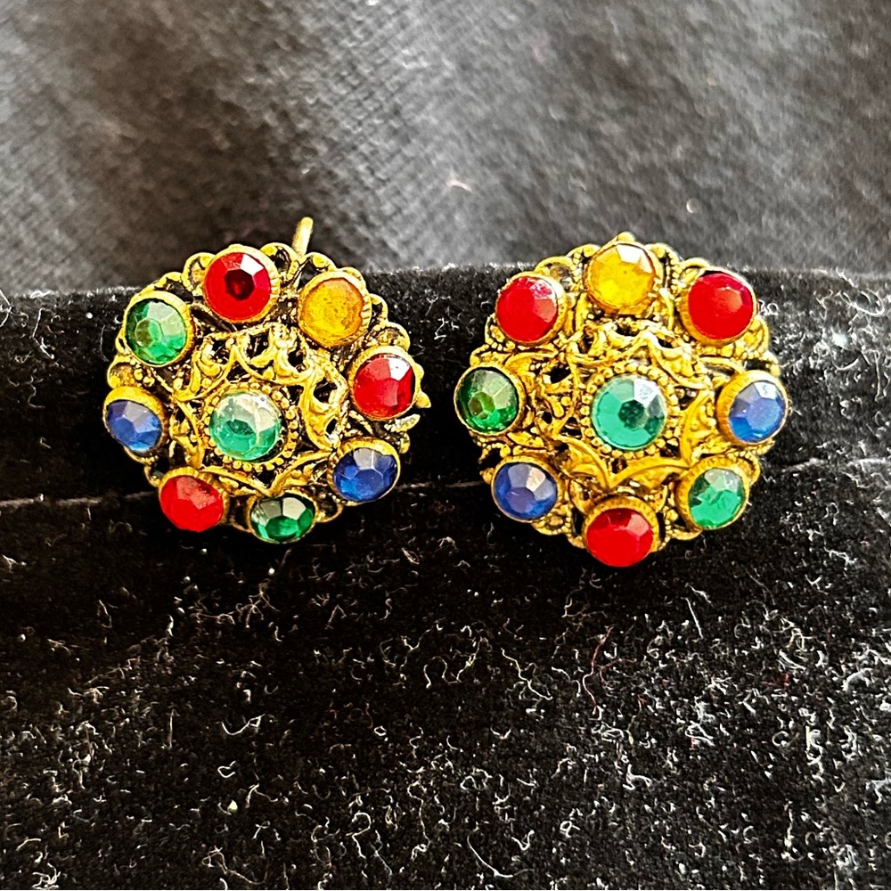Vintage Rhinestone Clip-Earrings